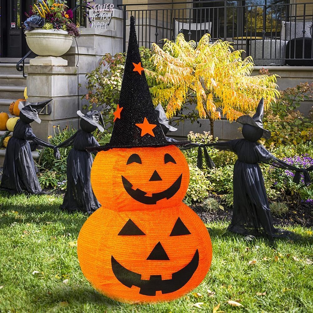 Halloween Pumpkin Decoration 3FT Pre Lit LED Light Up Jack o Lantern Yard Decor - Picture 2 of 7